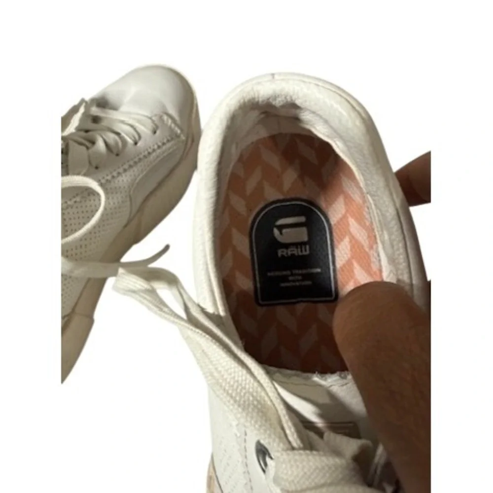 G-Star RAW Womens White Leather‎ Perforated Platform Sneakers Low Top Size 8 US